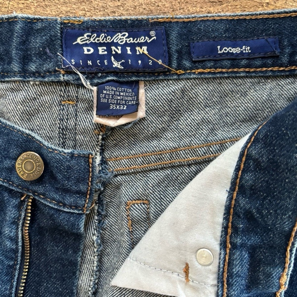 Eddie Bauer Loose-Fit‎ Mens Jeans Blue Denim Size 35x32 - Picture 3 of 12